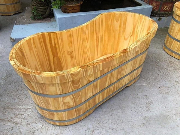 bồn tắm oval gỗ thông Mỹ